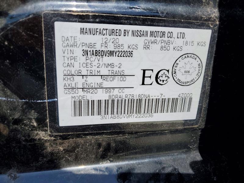 Aukcja sprzedaży 2021 Nissan Sentra, vin: 3N1AB8DV9MY222036, numer aukcji: 53706626