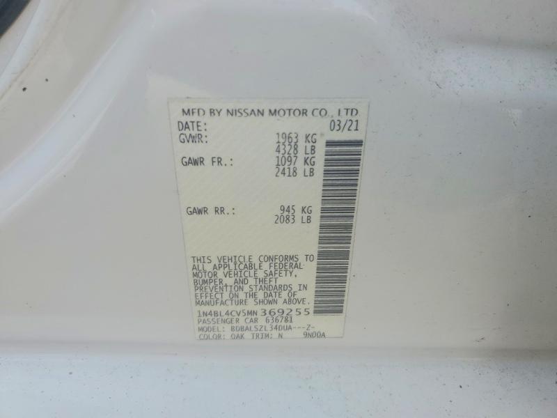 Продаж на аукціоні авто 2021 Nissan Altima, vin: 1N4BL4CV5MN369255, номер лоту: 55179356