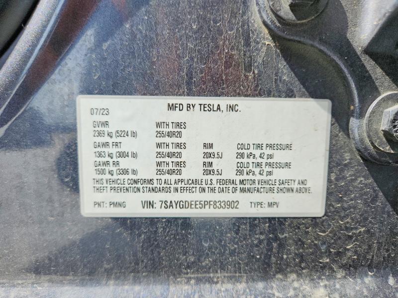 55152416 :رقم المزاد ، 7SAYGDEE5PF833902 vin ، 2023 Tesla Model Y مزاد بيع