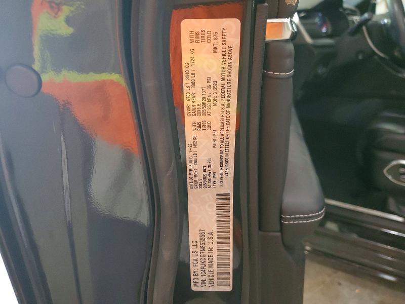 54527746 :رقم المزاد ، 1C4RJKDG7N8535567 vin ، 2022 Jeep Grand Cherokee مزاد بيع