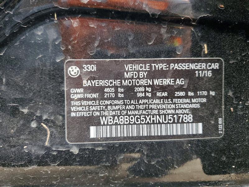 Продажа на аукционе авто 2017 Bmw 330, vin: WBA8B9G5XHNU51788, номер лота: 52460376
