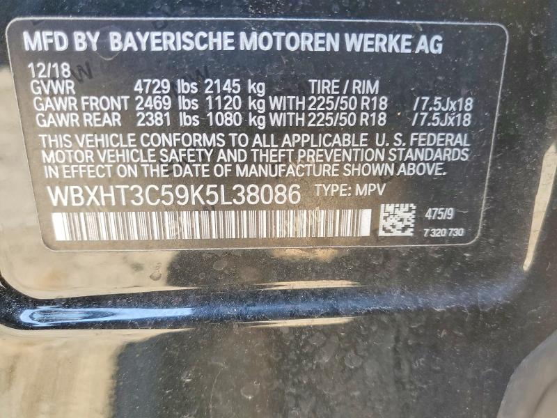 2019 Bmw X1 მანქანა იყიდება აუქციონზე, vin: WBXHT3C59K5L38086, აუქციონის ნომერი: 53803706