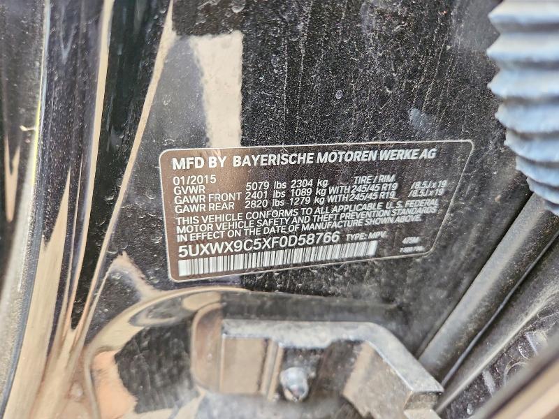53129866 :رقم المزاد ، 5UXWX9C5XF0D58766 vin ، 2015 Bmw X3 مزاد بيع