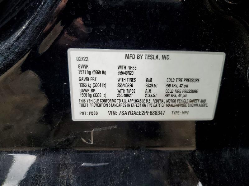 2023 Tesla Model Y მანქანა იყიდება აუქციონზე, vin: 7SAYGAEE2PF688347, აუქციონის ნომერი: 53162186