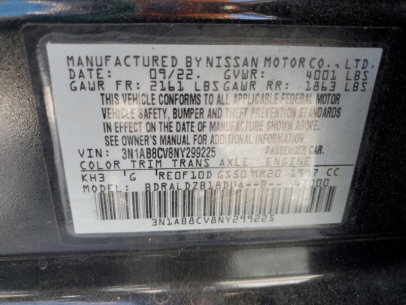 Продаж на аукціоні авто 2022 Nissan Sentra, vin: 3N1AB8CV8NY299225, номер лоту: 52497206