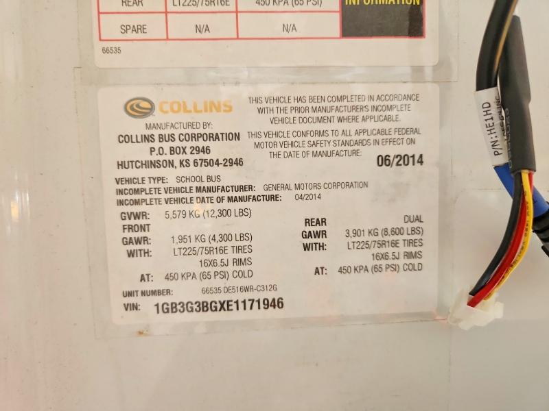 51257506 :رقم المزاد ، 1GB3G3BGXE1171946 vin ، 2014 Collins Bantam G3500 مزاد بيع