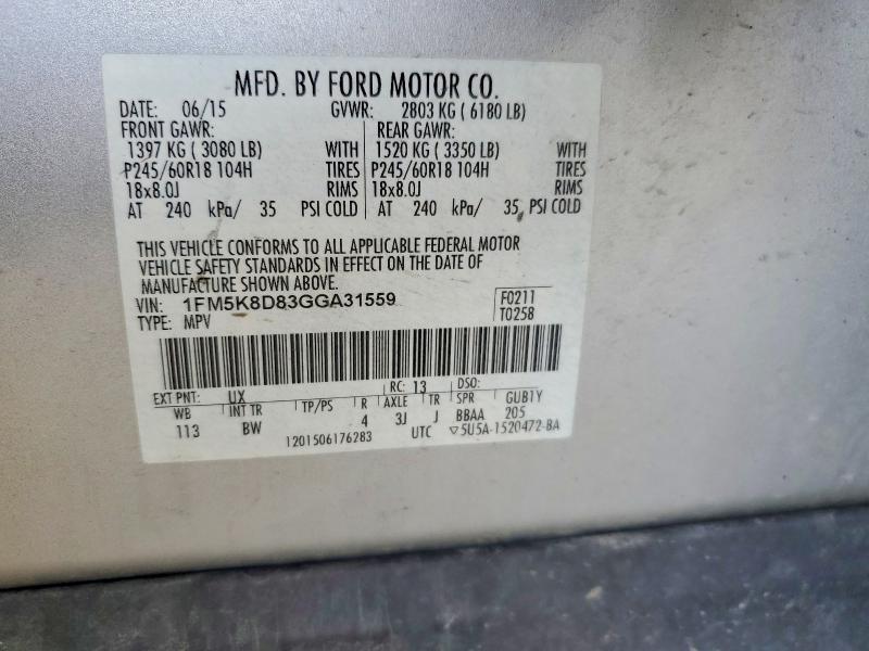 Продажа на аукционе авто 2016 Ford Explorer, vin: 1FM5K8D83GGA31559, номер лота: 54175426
