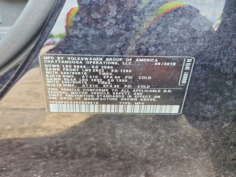 Продажа на аукционе авто 2019 Volkswagen Atlas, vin: 1V2AP2CA4KC606918, номер лота: 54848156