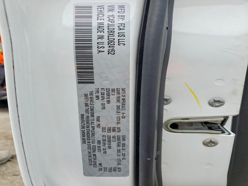 53427876 :رقم المزاد ، 1C4PJLDBXLD624152 vin ، 2020 Jeep Cherokee مزاد بيع