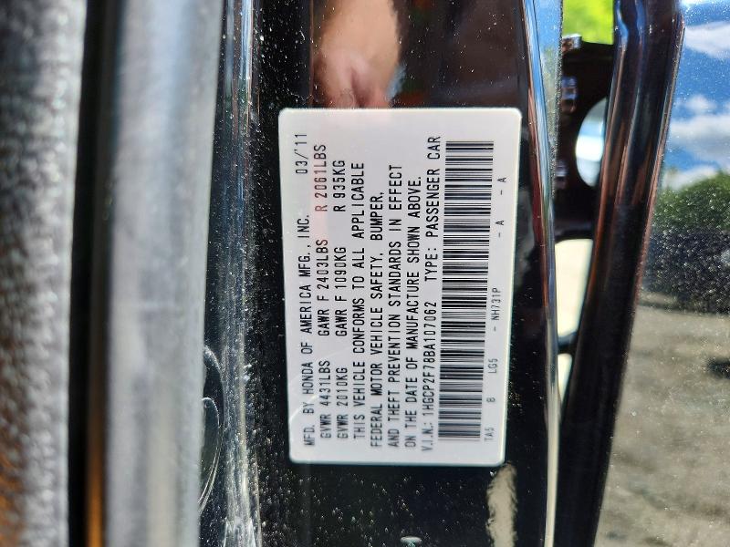 Aukcja sprzedaży 2011 Honda Accord, vin: 1HGCP2F78BA107062, numer aukcji: 53300236