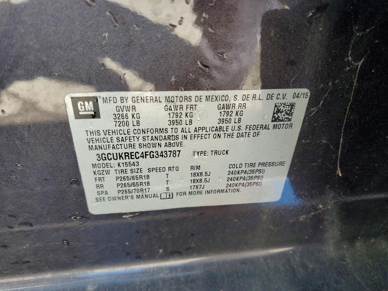 54968196 :رقم المزاد ، 3GCUKREC4FG343787 vin ، 2015 Chevrolet Silverado مزاد بيع
