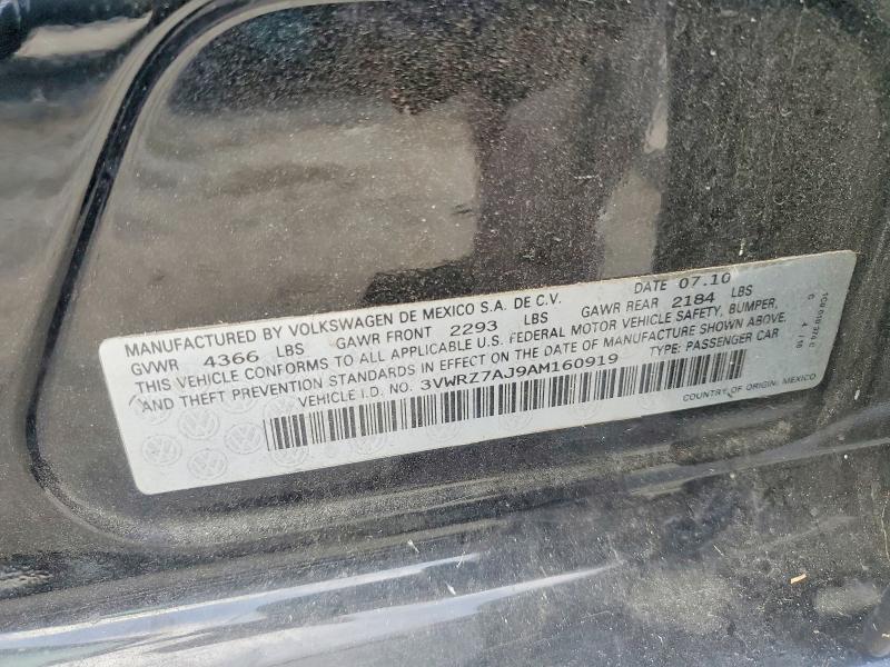 55186886 :رقم المزاد ، 3VWRZ7AJ9AM160919 vin ، 2010 Volkswagen Jetta مزاد بيع