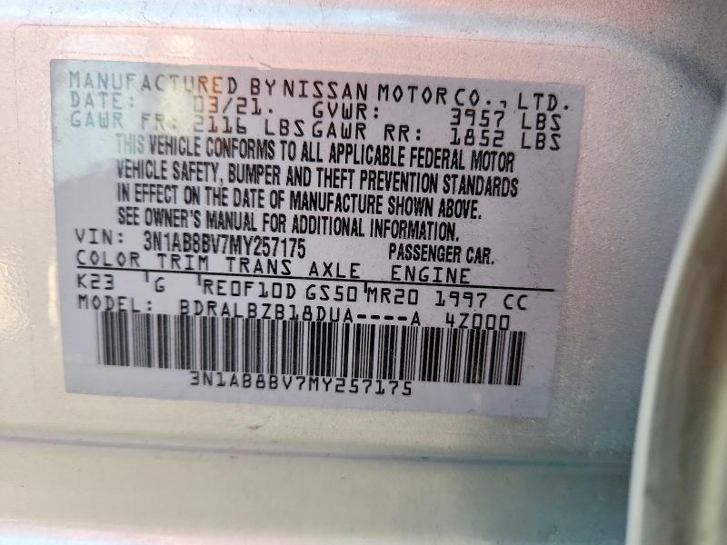 Продажа на аукционе авто 2021 Nissan Sentra, vin: 3N1AB8BV7MY257175, номер лота: 54321446