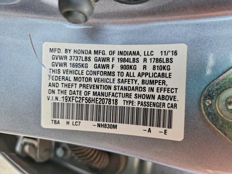 Aukcja sprzedaży 2017 Honda Civic, vin: 19XFC2F56HE207818, numer aukcji: 54476006
