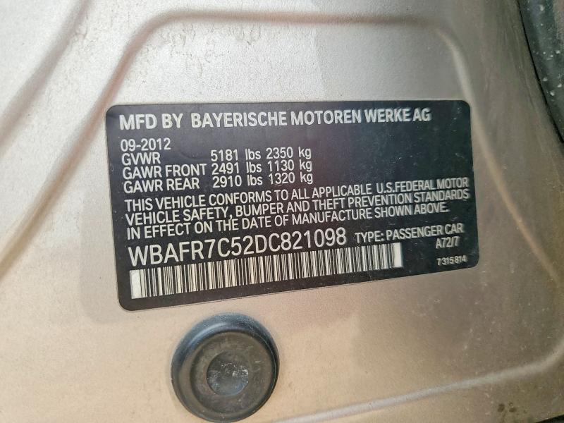 2013 Bmw 535 მანქანა იყიდება აუქციონზე, vin: WBAFR7C52DC821098, აუქციონის ნომერი: 55423766