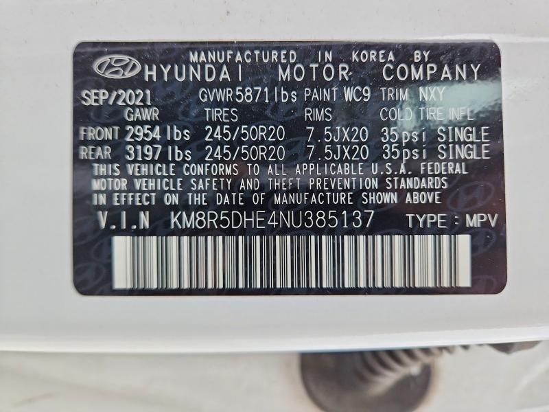 2022 Hyundai Palisade მანქანა იყიდება აუქციონზე, vin: KM8R5DHE4NU385137, აუქციონის ნომერი: 52161916