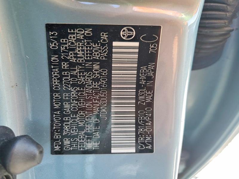 54116116 :رقم المزاد ، JTDKN3DU5D1690160 vin ، 2013 Toyota Prius مزاد بيع