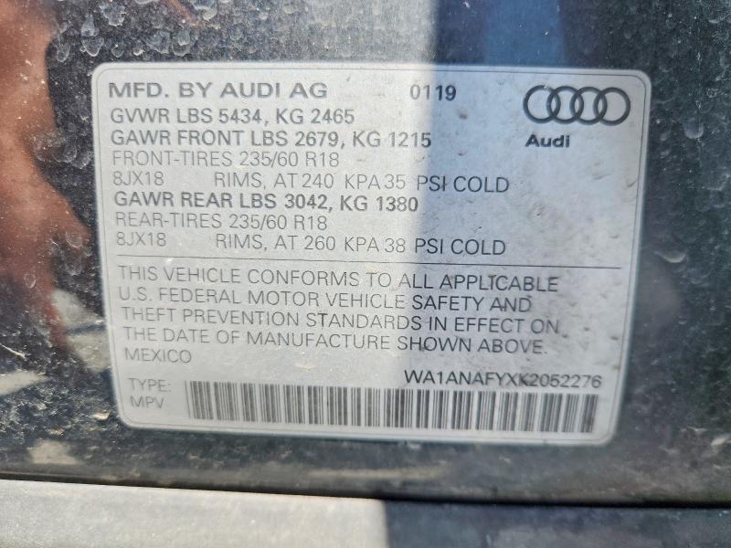 Продажа на аукционе авто 2019 Audi Q5, vin: WA1ANAFYXK2052276, номер лота: 53289166