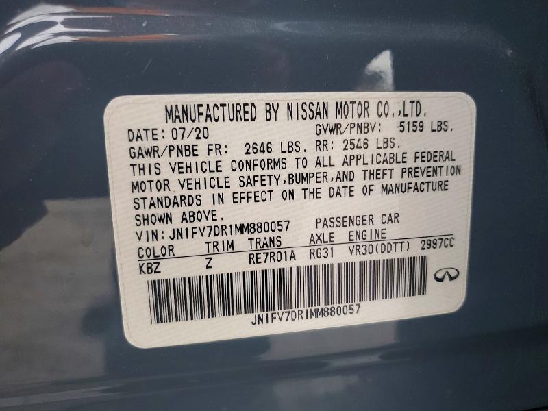 Aukcja sprzedaży 2021 Infiniti Q50, vin: JN1FV7DR1MM880057, numer aukcji: 53559436