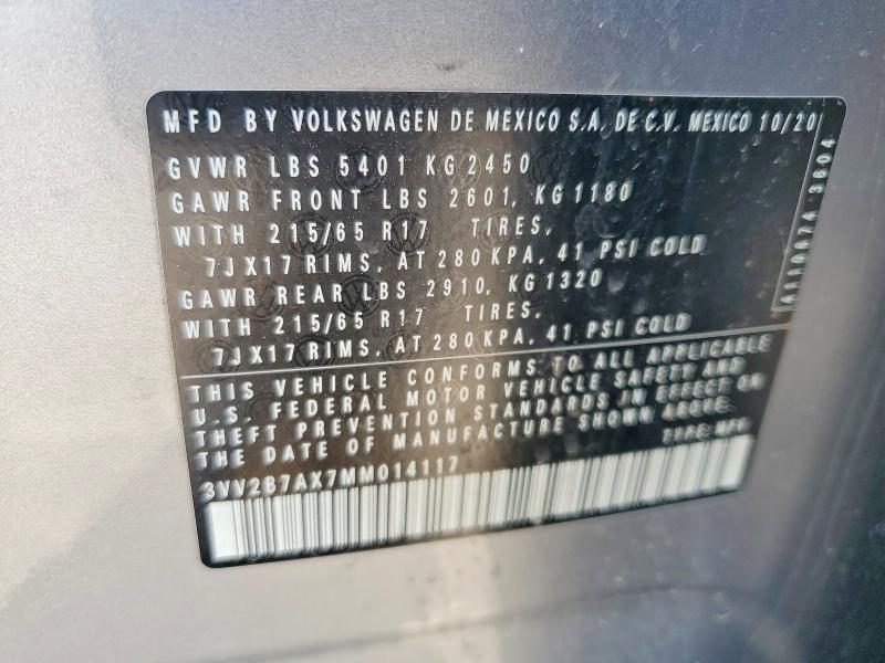 Продажа на аукционе авто 2021 Volkswagen Tiguan, vin: 3VV2B7AX7MM014117, номер лота: 52765486