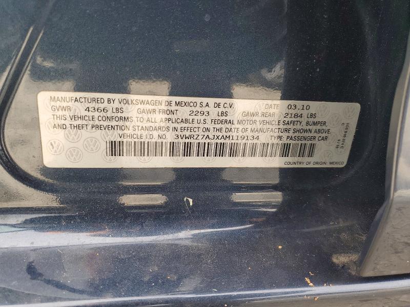 55213546 :رقم المزاد ، 3VWRZ7AJXAM119134 vin ، 2010 Volkswagen Jetta مزاد بيع