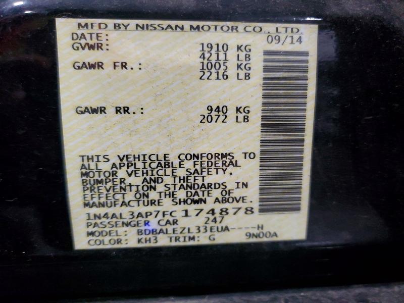 55545616 :رقم المزاد ، 1N4AL3AP7FC174878 vin ، 2015 Nissan Altima مزاد بيع