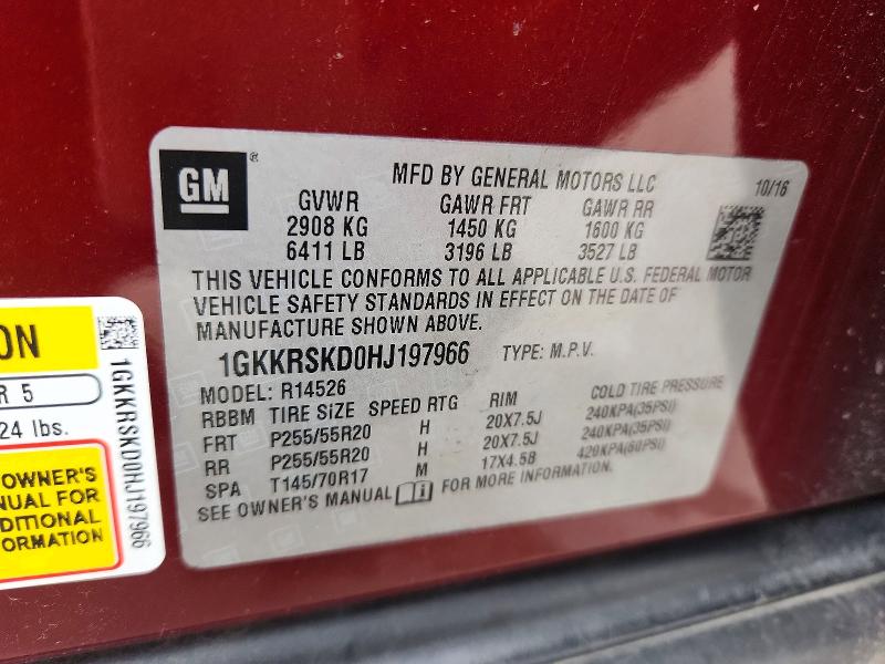 Продаж на аукціоні авто 2017 Gmc Acadia Limited, vin: 1GKKRSKD0HJ197966, номер лоту: 53507436
