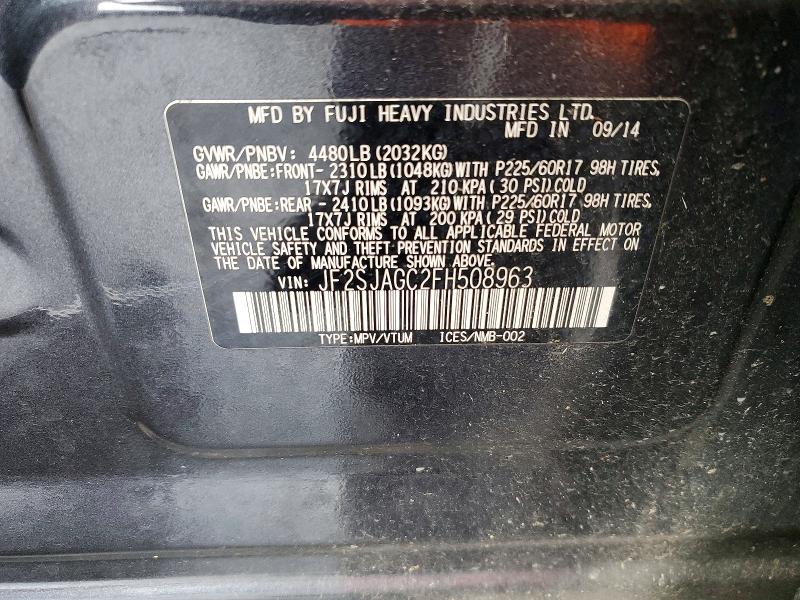 54091286 :رقم المزاد ، JF2SJAGC2FH508963 vin ، 2015 Subaru Forester مزاد بيع