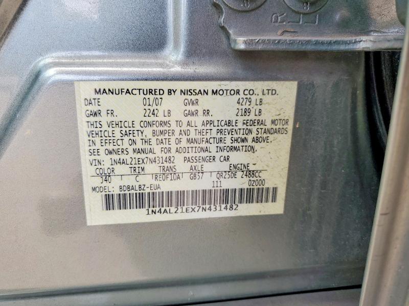 Продаж на аукціоні авто 2007 Nissan Altima, vin: 1N4AL21EX7N431482, номер лоту: 47054476