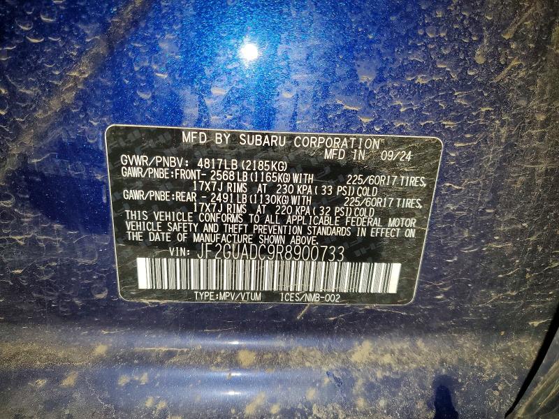 Продаж на аукціоні авто 2024 Subaru Crosstrek, vin: JF2GUADC9R8900733, номер лоту: 52590826