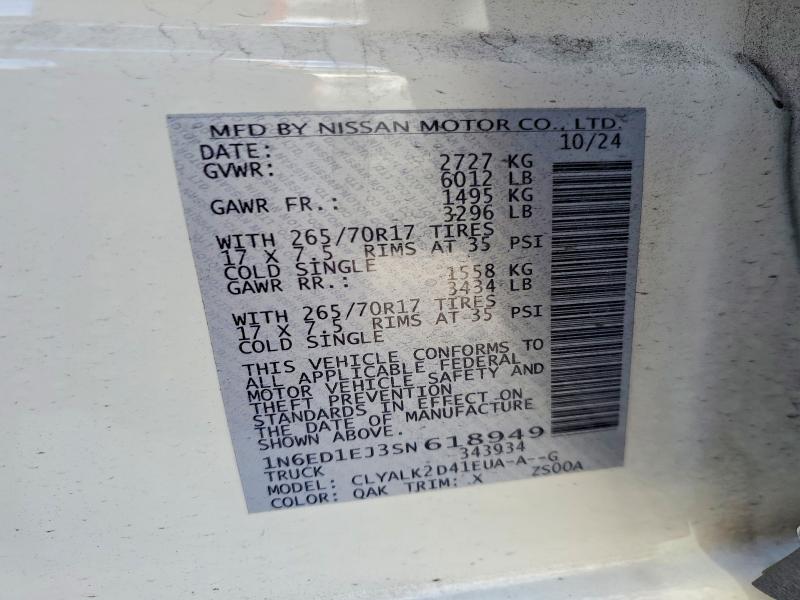 Продажа на аукционе авто 2025 Nissan Frontier, vin: 1N6ED1EJ3SN618949, номер лота: 55535216