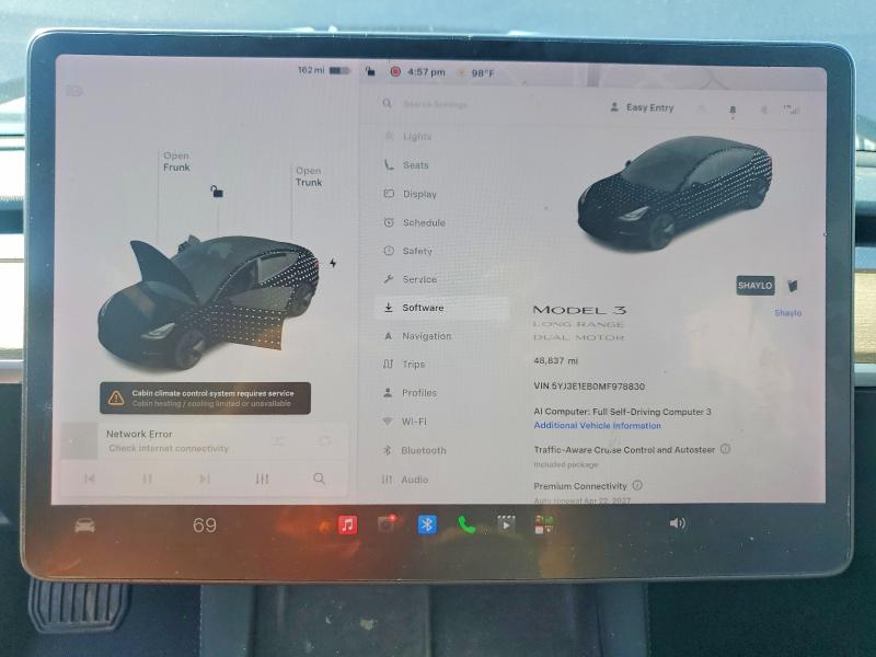 Aukcja sprzedaży 2021 Tesla Mod, vin: 5YJ3E1EB0MF978830, numer aukcji: 55440686