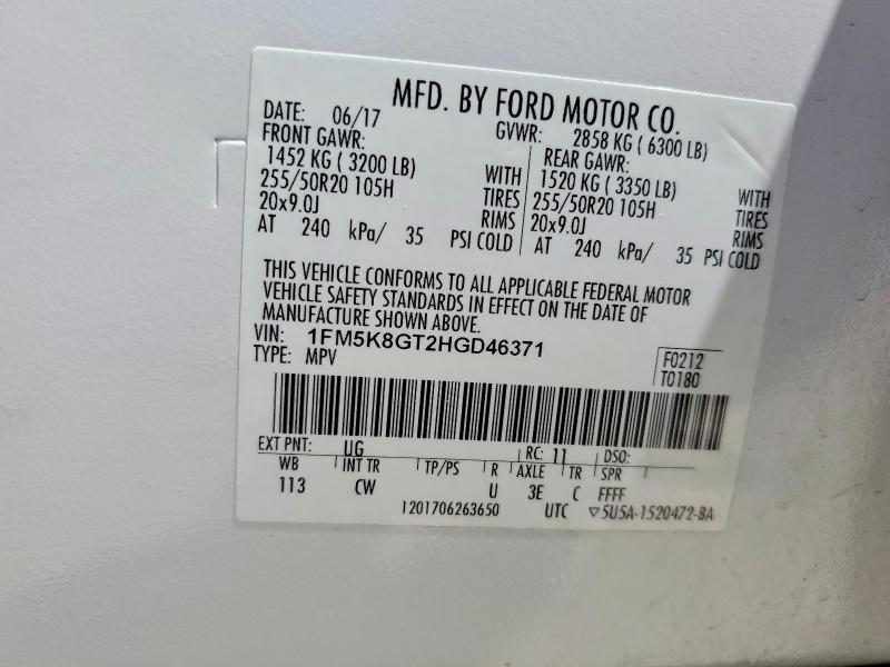 Продажа на аукционе авто 2017 Ford Explorer, vin: 1FM5K8GT2HGD46371, номер лота: 52256436