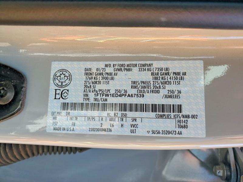 Aukcja sprzedaży 2023 Ford F150, vin: 1FTFW1ED4PFA67539, numer aukcji: 51128566