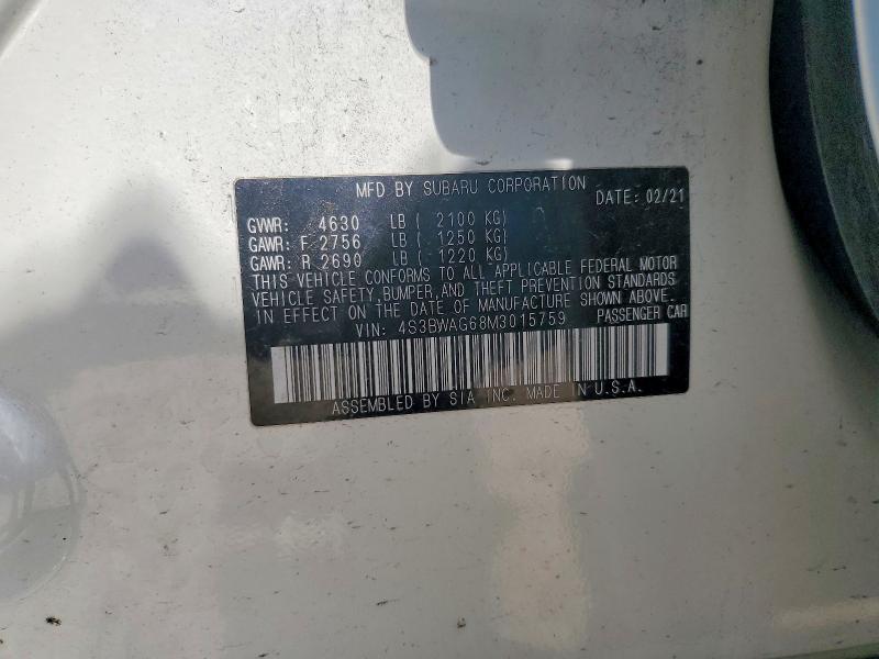 54945056 :رقم المزاد ، 4S3BWAG68M3015759 vin ، 2021 Subaru Legacy مزاد بيع