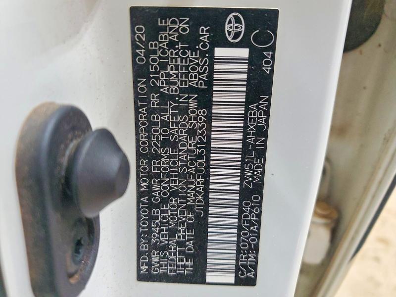 2020 Toyota Prius მანქანა იყიდება აუქციონზე, vin: JTDKARFU0L3123398, აუქციონის ნომერი: 52928526