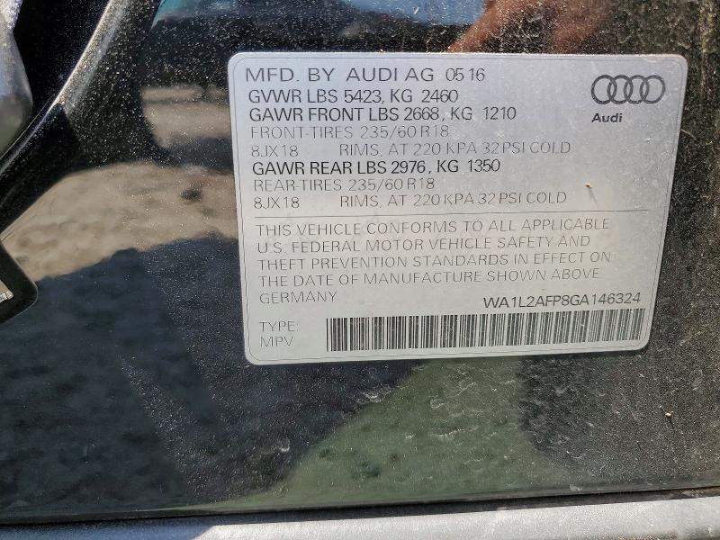 53824936 :رقم المزاد ، WA1L2AFP8GA146324 vin ، 2016 Audi Q5 مزاد بيع