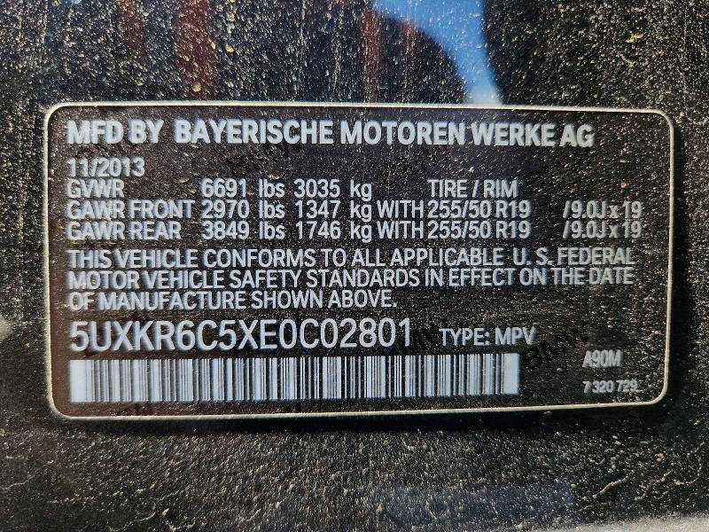 53314226 :رقم المزاد ، 5UXKR6C5XE0C02801 vin ، 2014 Bmw X5 مزاد بيع