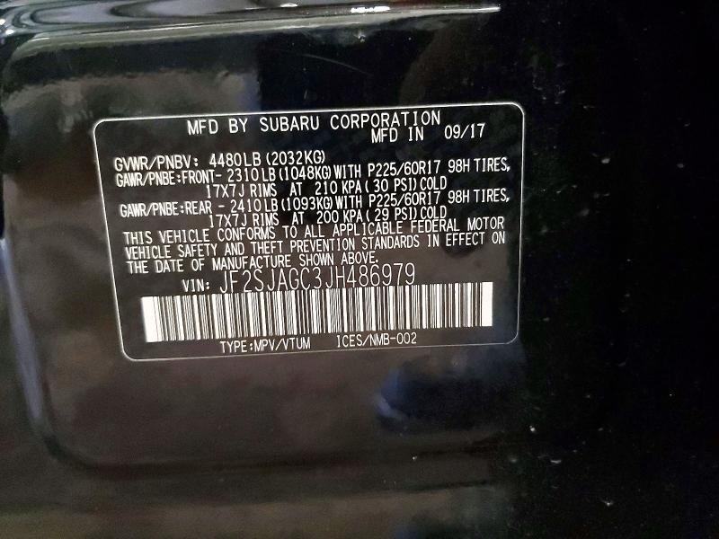 53556686 :رقم المزاد ، JF2SJAGC3JH486979 vin ، 2018 Subaru Forester مزاد بيع