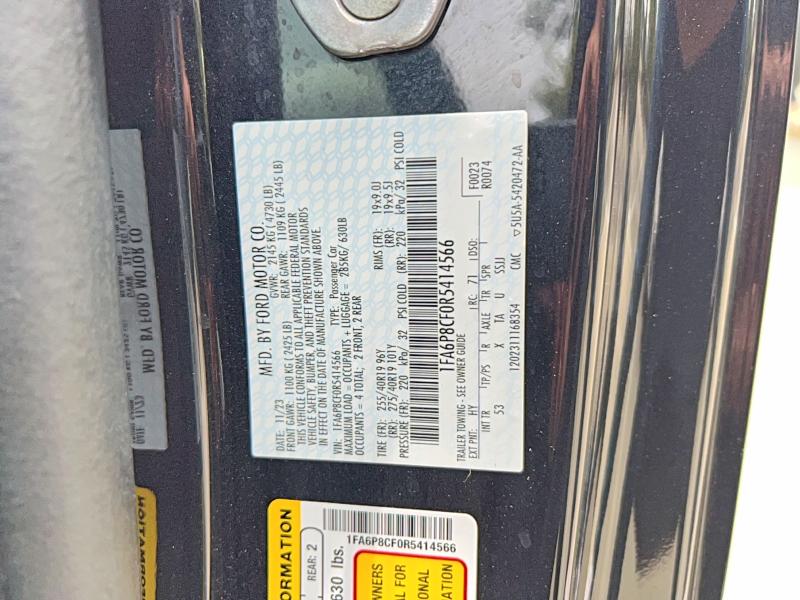 Продажа на аукционе авто 2024 Ford Mustang, vin: 1FA6P8CF0R5414566, номер лота: 55439086