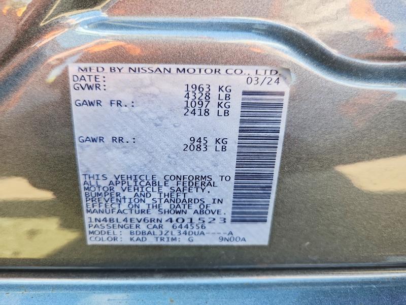 Продаж на аукціоні авто 2024 Nissan Altima, vin: 1N4BL4EV6RN401523, номер лоту: 53943936