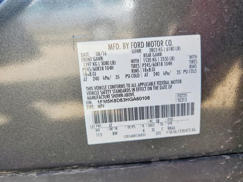 Aukcja sprzedaży 2017 Ford Explorer Xlt, vin: 1FM5K8D83HGA60108, numer aukcji: 51414016