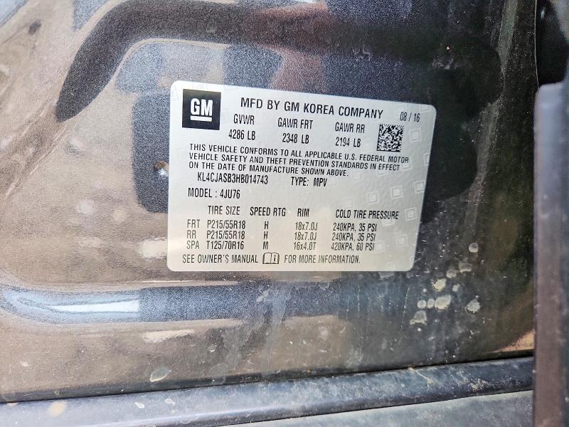 54696626 :رقم المزاد ، KL4CJASB3HB014743 vin ، 2017 Buick Encore مزاد بيع