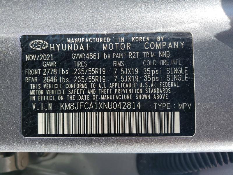 Aukcja sprzedaży 2022 Hyundai Tucson, vin: KM8JFCA1XNU042814, numer aukcji: 55316816