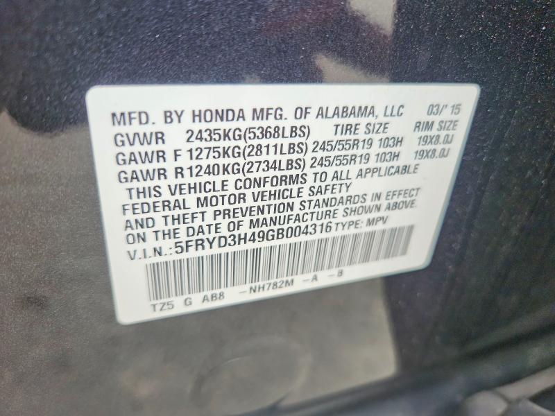 Продажа на аукционе авто 2016 Acura Mdx, vin: 5FRYD3H49GB004316, номер лота: 54201676