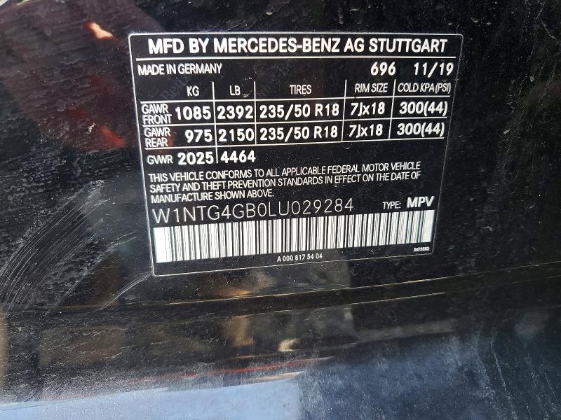 55133416 :رقم المزاد ، W1NTG4GB0LU029284 vin ، 2020 Mercedes-benz Gla مزاد بيع