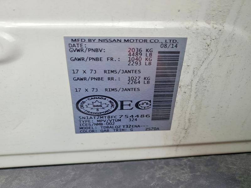 55449446 :رقم المزاد ، 5N1AT2MT8FC754486 vin ، 2015 Nissan Rogue مزاد بيع