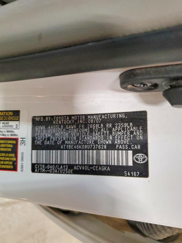 Продажа на аукционе авто 2008 Toyota Camry, vin: 4T1BE46K08U737628, номер лота: 54889836