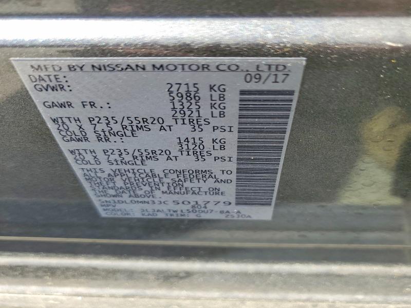 53024256 :رقم المزاد ، 5N1DL0MN3JC501779 vin ، 2018 Infiniti Qx60 مزاد بيع
