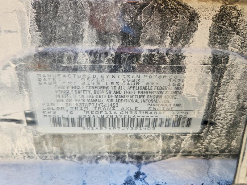 52609316 :رقم المزاد ، 3N1AB7AP7JY321403 vin ، 2018 Nissan Sentra مزاد بيع